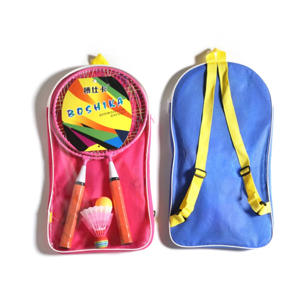 1 Set Badminton Racket Beginner Training Outdoor Sports Leisure Toys Badminton Set for Outdoor Playing (1 Set Blue Racket, 3 Bad