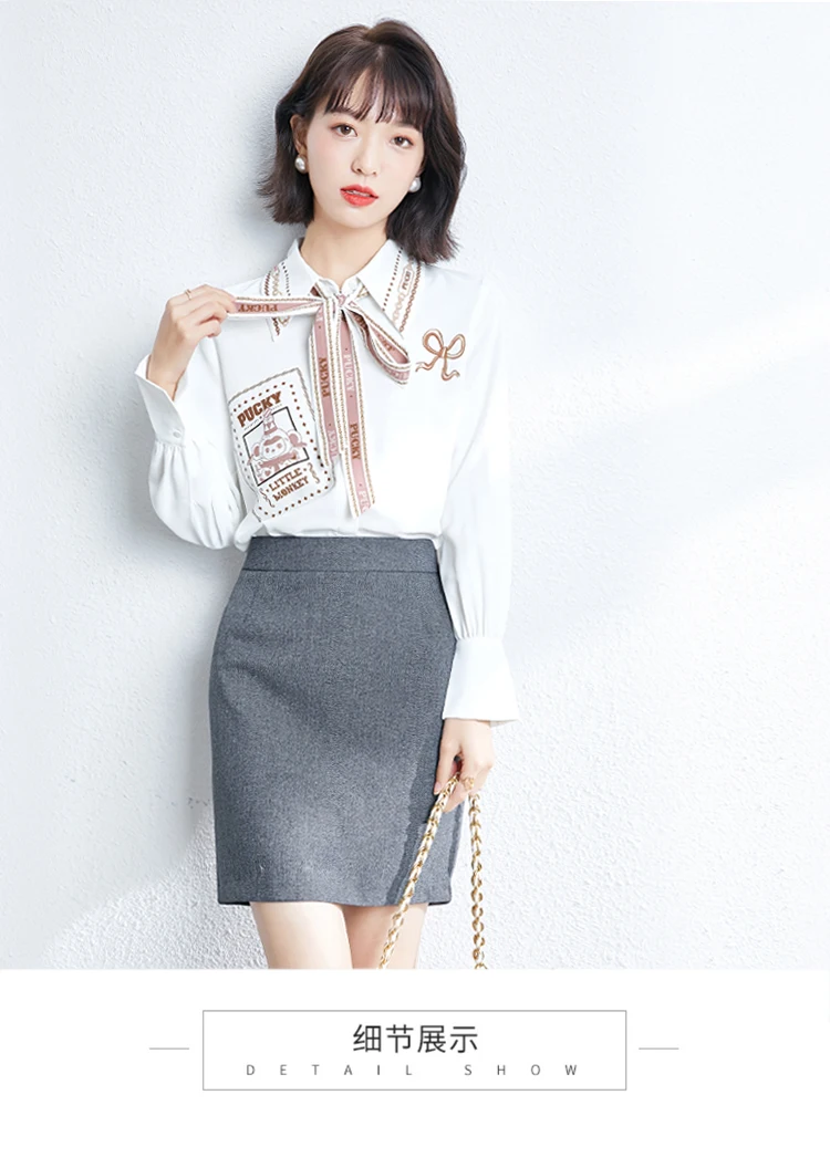 Houthion Chiffon Slim Women's Blouses New Casual Blouse Fashion Long Sleeve Top Bow Tie Cartoon Print Shirt Spring/autumn
Houthion Chiffon Slim Women's Blouses New Casual Blouse Fashion Long Sleeve Top Bow Tie Cartoon Print Shirt Spring/autumn