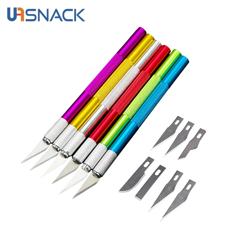 Engraving Cutter Knife with 6pcs Blade Metal Handle Craft Carving Sculpture Non-Slip Knife Safety Cutter Paper Knife Accessories 
Engraving Cutter Knife with 6pcs Blade Metal Handle Craft Carving Sculpture Non-Slip Knife Safety Cutter Paper Knife Accessories
