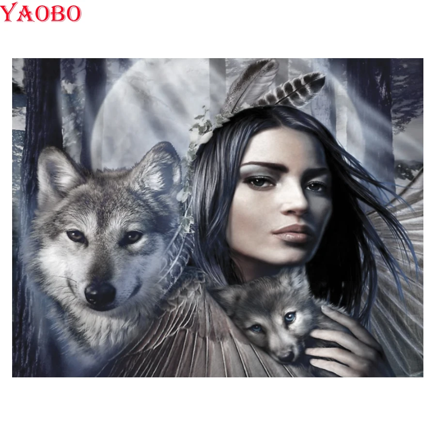 New 5D Diamond Embroidery Rhinestone Pasted Indian Women And Wolf Animals Diy Diamond Cross Stitch Moon View Room Home Decor
New 5D Diamond Embroidery Rhinestone Pasted Indian Women And Wolf Animals Diy Diamond Cross Stitch Moon View Room Home Decor