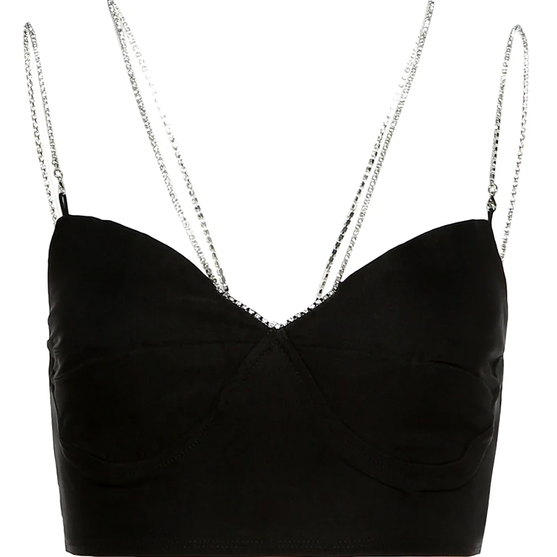 Heart short black sling women wear slim bottoming wild design clavicle V-neck top in summer
Heart short black sling women wear slim bottoming wild design clavicle V-neck top in summer