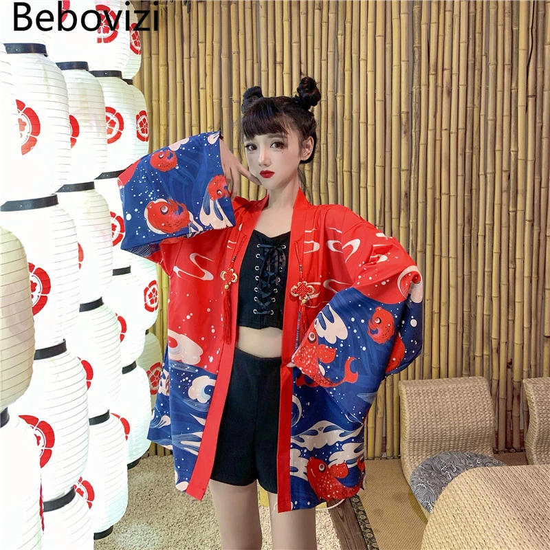 Bebovizi Retro Japanese Cardigan Kimono Cosplay Harajuku Women Red Yukata Summer Asian Traditional Chinese Knot Haori Clothing 
Bebovizi Retro Japanese Cardigan Kimono Cosplay Harajuku Women Red Yukata Summer Asian Traditional Chinese Knot Haori Clothing