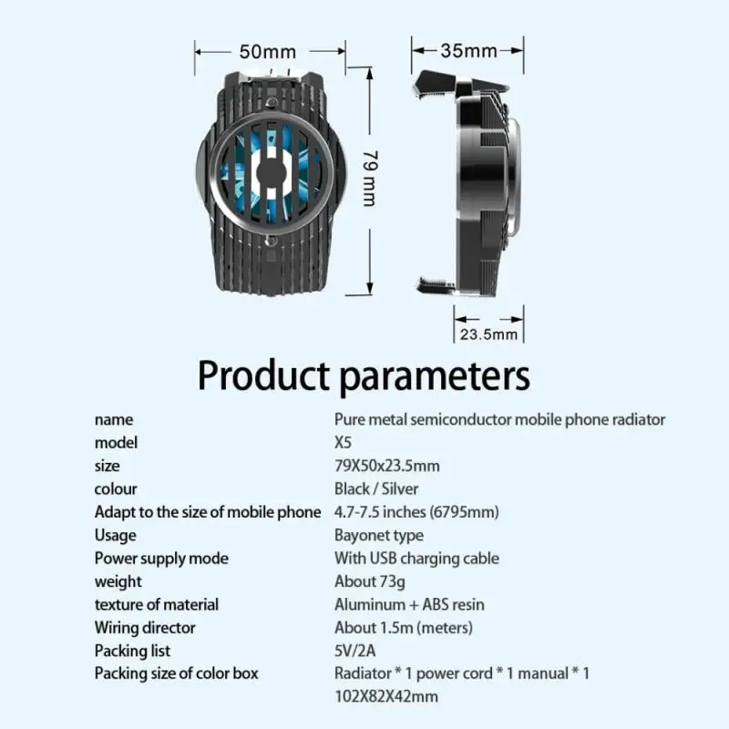 Universal Semiconductor Cooler Refrigeration Radiator Phone Cooler Holder Mobile Phone Cooling Mute Fan Mobile Phone Radiator
Universal Semiconductor Cooler Refrigeration Radiator Phone Cooler Holder Mobile Phone Cooling Mute Fan Mobile Phone Radiator