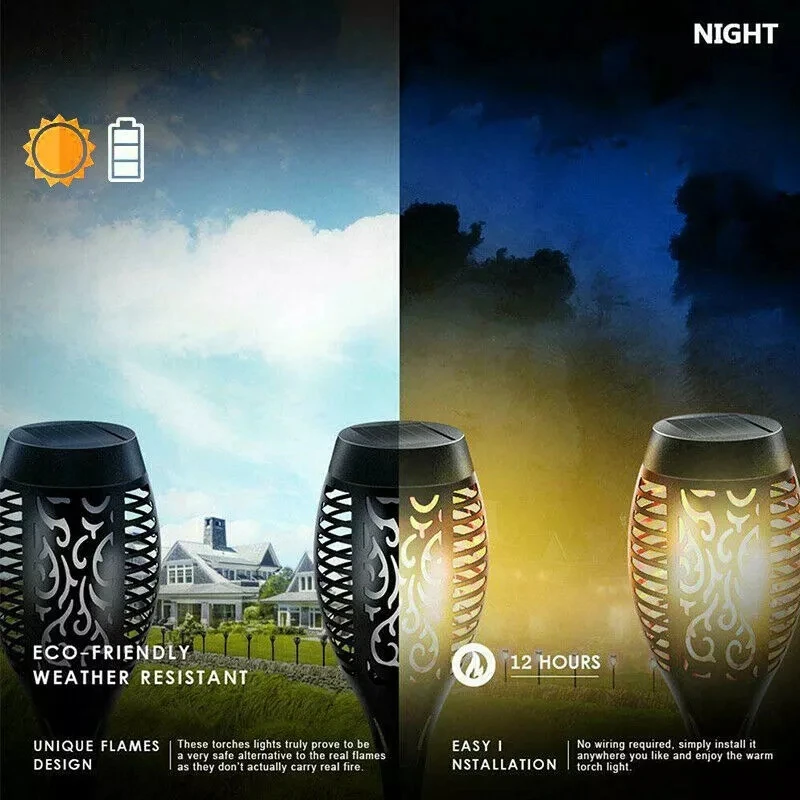 LED Solar Flame Lights Lamps Outdoor 12 Leds Solar Garden Light Flickering Flame Torches Lawn Lamp for Courtyard Garden Balcony 
LED Solar Flame Lights Lamps Outdoor 12 Leds Solar Garden Light Flickering Flame Torches Lawn Lamp for Courtyard Garden Balcony