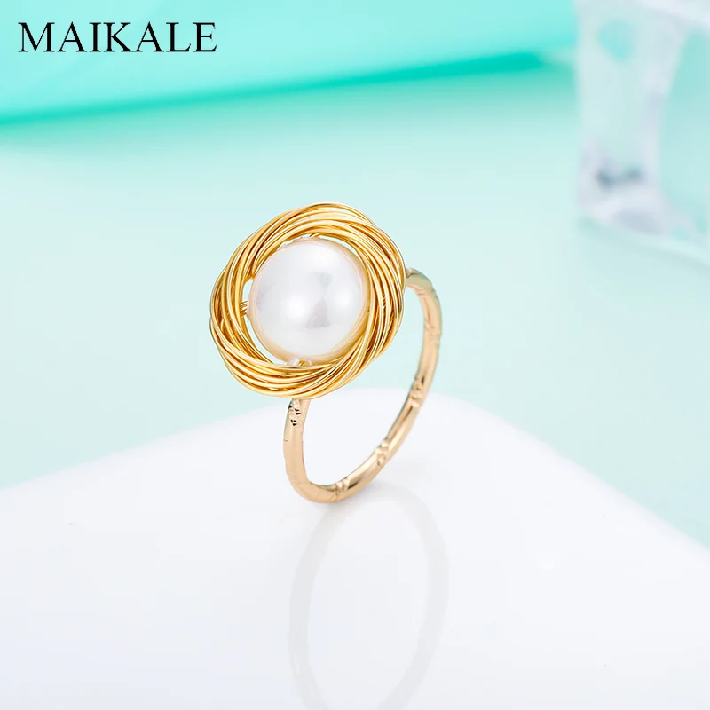 MAIKALE High Quality Round Original Copper Pearl Rings Personality Simple Korean Rings For Women Fashion Jewelry wholesale 2021
MAIKALE High Quality Round Original Copper Pearl Rings Personality Simple Korean Rings For Women Fashion Jewelry wholesale 2021