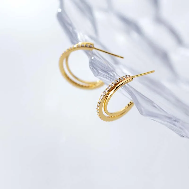 s925 Sterling Silver Trend C type Golden double layer Stud Earrings Boho Jewelry Earrings Minimalism Brincos Earrings for Women
s925 Sterling Silver Trend C type Golden double layer Stud Earrings Boho Jewelry Earrings Minimalism Brincos Earrings for Women