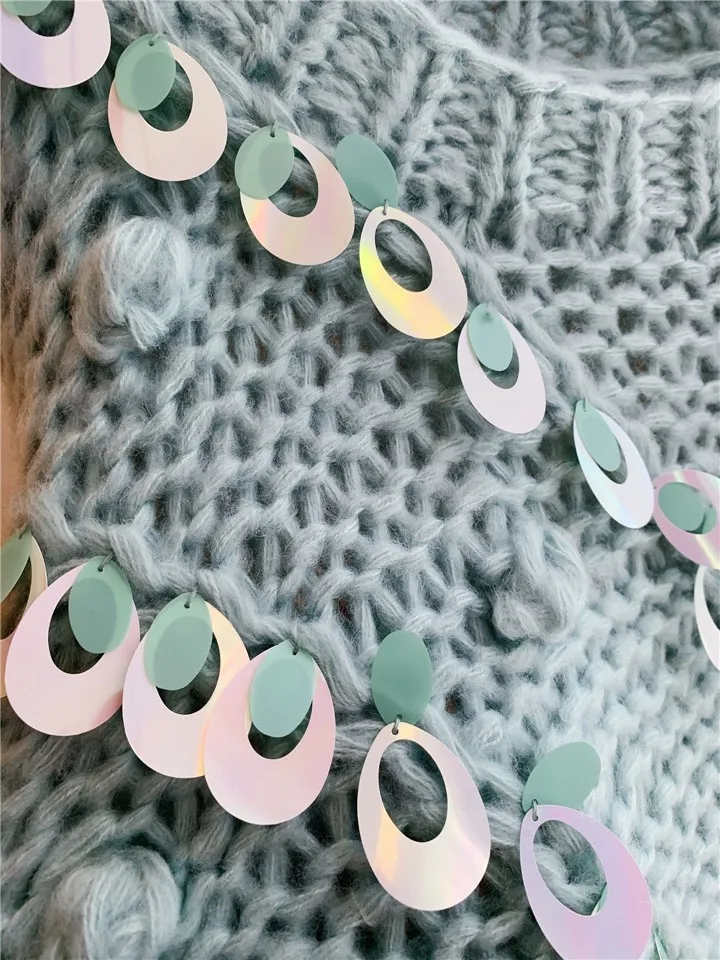 Juice Snow 2020 Autumn New Thick Needle Three-Dimensional Ball Loose Handmade Sequins Blue Design Sense Pullover Female Sweater
Juice Snow 2020 Autumn New Thick Needle Three-Dimensional Ball Loose Handmade Sequins Blue Design Sense Pullover Female Sweater