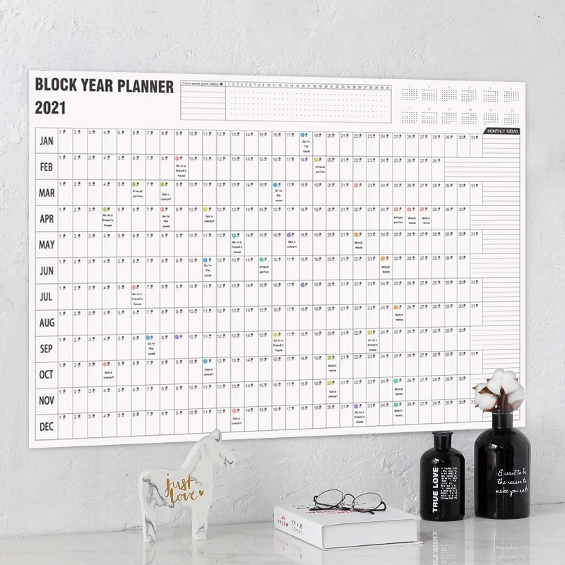 Фото 2021 настенный календарь планировщик ежедневник план бумага с 2 наклейками для