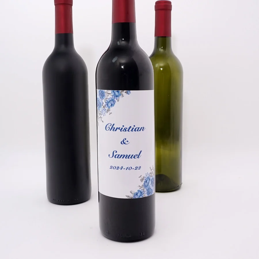 Blue Flowers Personalized Wine Bottle Decorative Adhesive Sticker Party Favor Custom Newlywed Birthday Labels
Blue Flowers Personalized Wine Bottle Decorative Adhesive Sticker Party Favor Custom Newlywed Birthday Labels