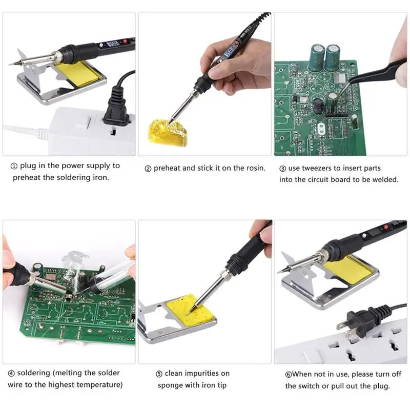 80W Thermostat Electric Soldering Iron Adjustable Temperature Solder LCD Iron Digital 220V EU 110V Plug Welding US E7M0
80W Thermostat Electric Soldering Iron Adjustable Temperature Solder LCD Iron Digital 220V EU 110V Plug Welding US E7M0