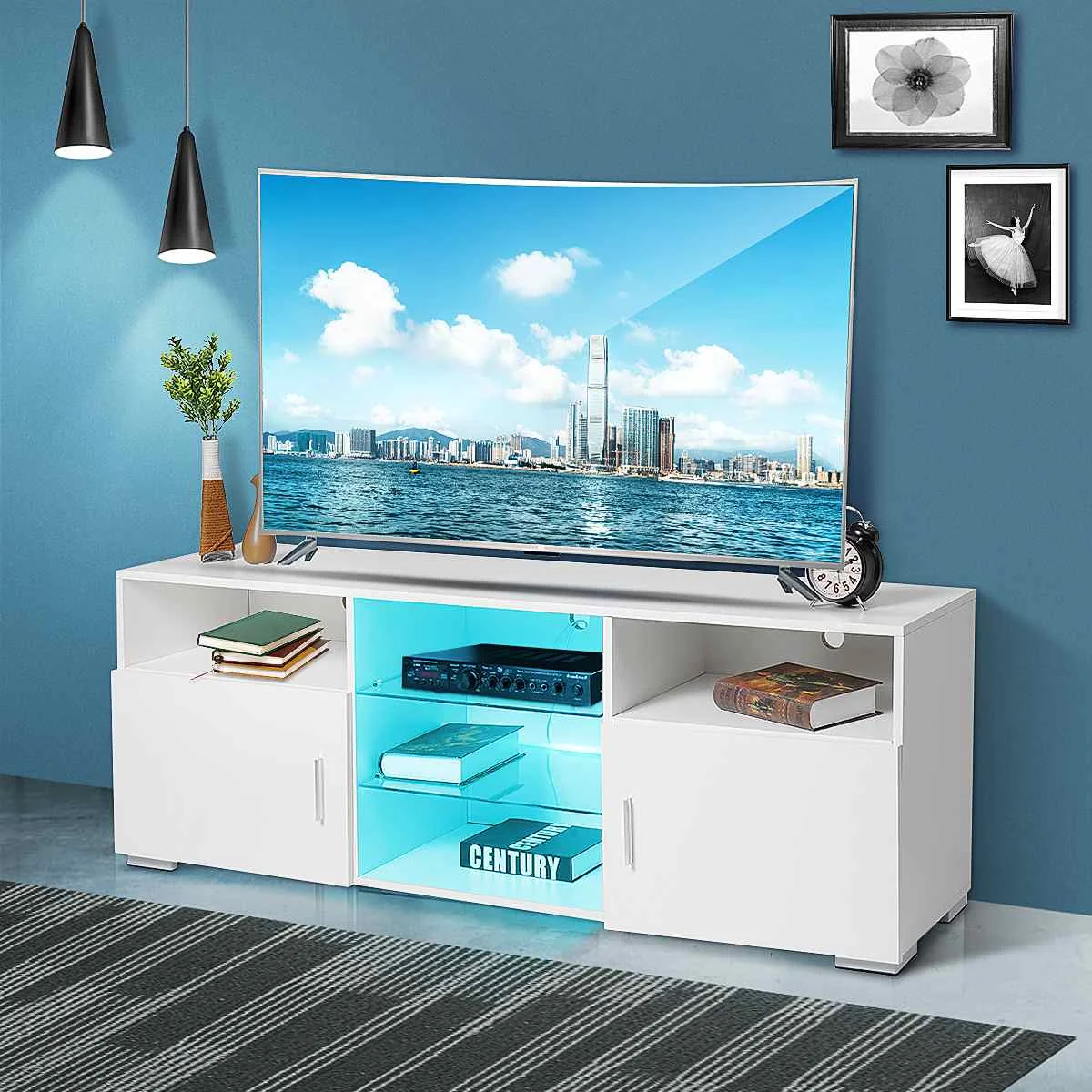 Modern RGB LED TV Stand Cabinet Living Room Furniture fit for up to 65inch TV Screens High Capacity TV Console for Living Room
Modern RGB LED TV Stand Cabinet Living Room Furniture fit for up to 65inch TV Screens High Capacity TV Console for Living Room
