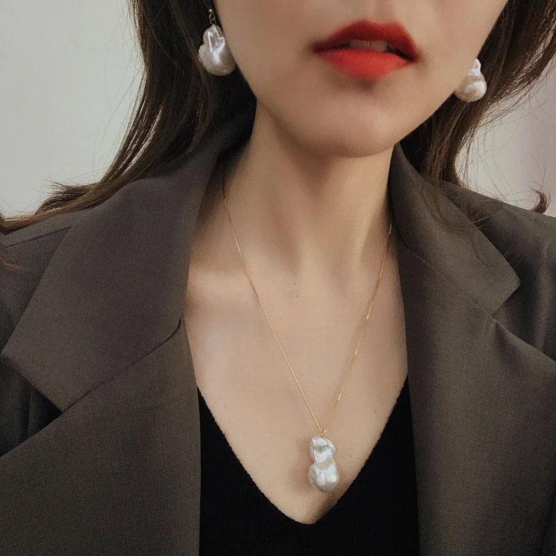 one set freshwater PEARL white drop baroque 14k plated chain necklace earrings FPPJ wholesale
one set freshwater PEARL white drop baroque 14k plated chain necklace earrings FPPJ wholesale