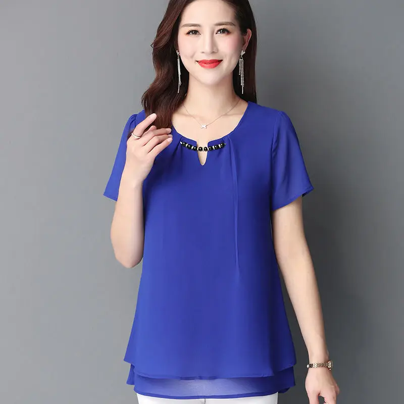 2021 New Summer Middle Aaged Women Fashion Casual Short Sleeve Blouse Tops Female Solid Color Loose Plus Size 4xl Shirt
2021 New Summer Middle Aaged Women Fashion Casual Short Sleeve Blouse Tops Female Solid Color Loose Plus Size 4xl Shirt