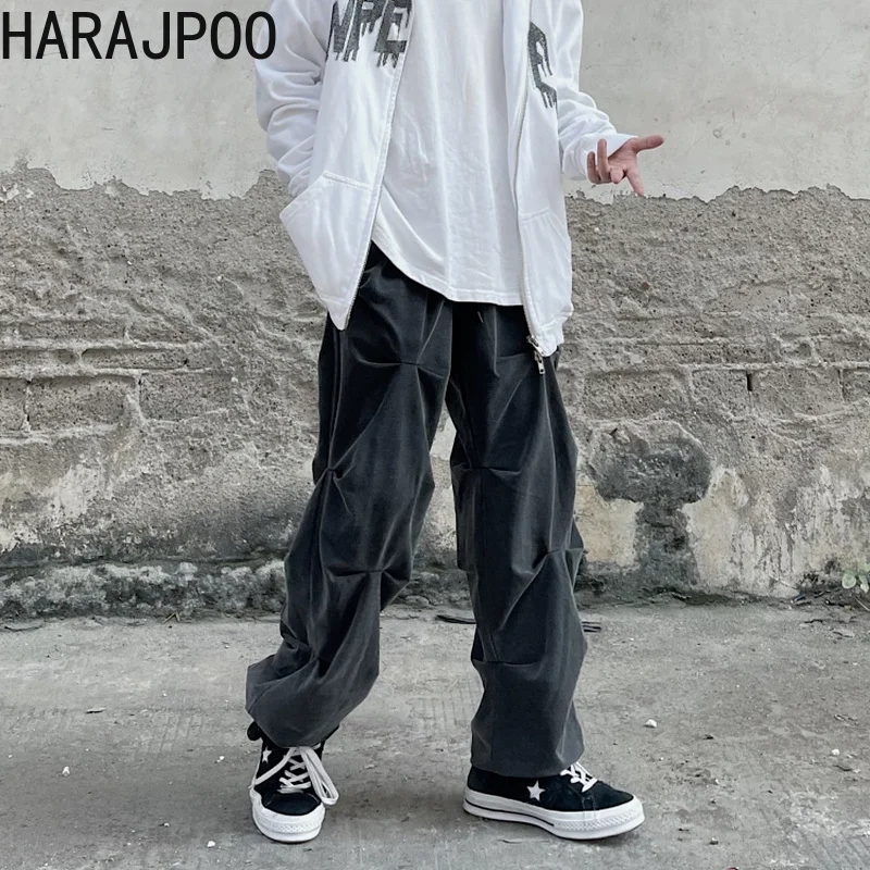 Брюки Harajpoo Женские повседневные, свободные штаны с завышенной талией, с широкими штанинами, в Корейском стиле хип-хоп, со складками, для пар
Брюки Harajpoo Женские повседневные, свободные штаны с завышенной талией, с широкими штанинами, в Корейском стиле хип-хоп, со складками, для пар