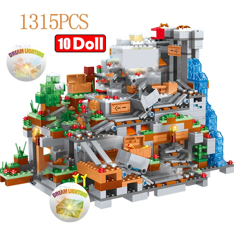 1315PCS Compatible My World Building Blocks Mountain Cave Village Figures Module Bricks Toys For Children
1315PCS Compatible My World Building Blocks Mountain Cave Village Figures Module Bricks Toys For Children