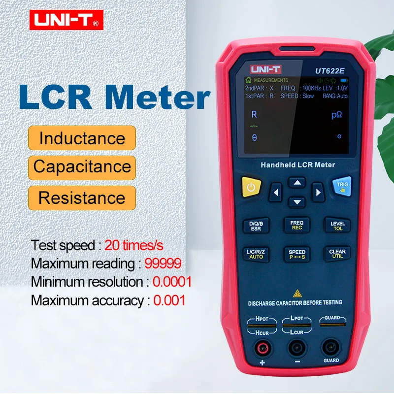 UNI-T UT622A UT622C UT622E Handheld LCR meter has powerful function, high precision, fast speed and test frequency up to 100kHz
UNI-T UT622A UT622C UT622E Handheld LCR meter has powerful function, high precision, fast speed and test frequency up to 100kHz