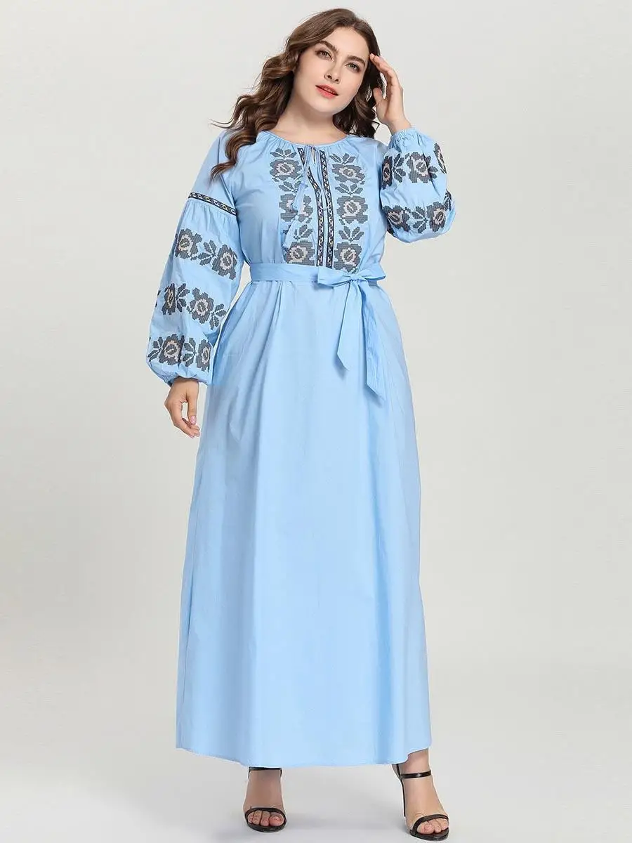 Plus Size Women Embroidery Long Sleeve Dress Muslim Abaya Islam Kaftan Jilbab Loose Dress Arab Dubai With Belt Robe Gown Casual
Plus Size Women Embroidery Long Sleeve Dress Muslim Abaya Islam Kaftan Jilbab Loose Dress Arab Dubai With Belt Robe Gown Casual