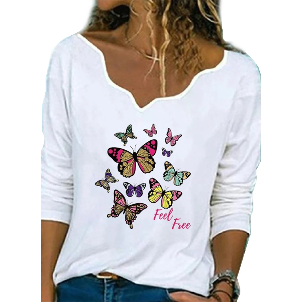 Elegant V Neck Long Sleeve Blouse Shirt Woman Butterfly Print Casual Shirts Fashion New Style Streetwear Women Tops Pullover
Elegant V Neck Long Sleeve Blouse Shirt Woman Butterfly Print Casual Shirts Fashion New Style Streetwear Women Tops Pullover