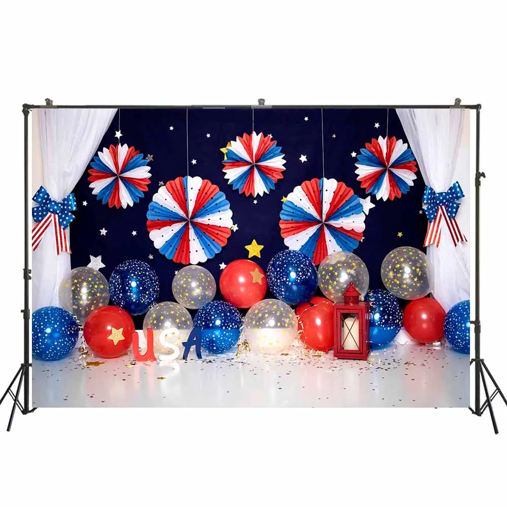 

Тема Дня независимости США фотография фон день рождения Портрет фон звезды и полосы бумажные фанаты воздушные Шары Баннер