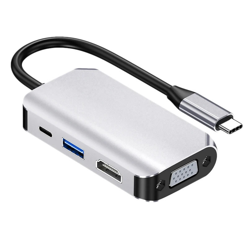 USB C Hub, Type C Adapter 4 in 1 to HDMI Multiport Adapter Compatible HDMI+USB3.0+PD 60W+VGA
USB C Hub, Type C Adapter 4 in 1 to HDMI Multiport Adapter Compatible HDMI+USB3.0+PD 60W+VGA