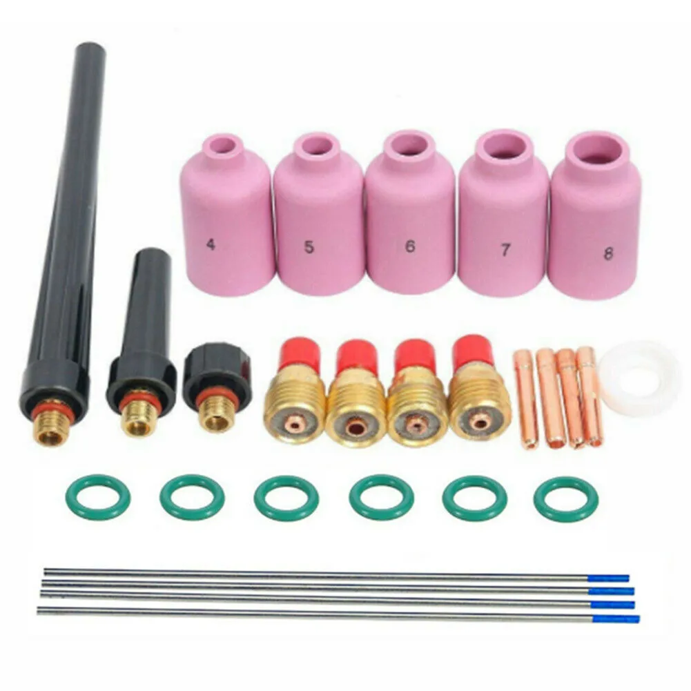 31Pcs Welding Accessories Set TIG Welding Torch Stubby Gas Lens Glass Cup Tool Kit For WP-9 WP-20 WP-25 TIG Welding Gun
31Pcs Welding Accessories Set TIG Welding Torch Stubby Gas Lens Glass Cup Tool Kit For WP-9 WP-20 WP-25 TIG Welding Gun