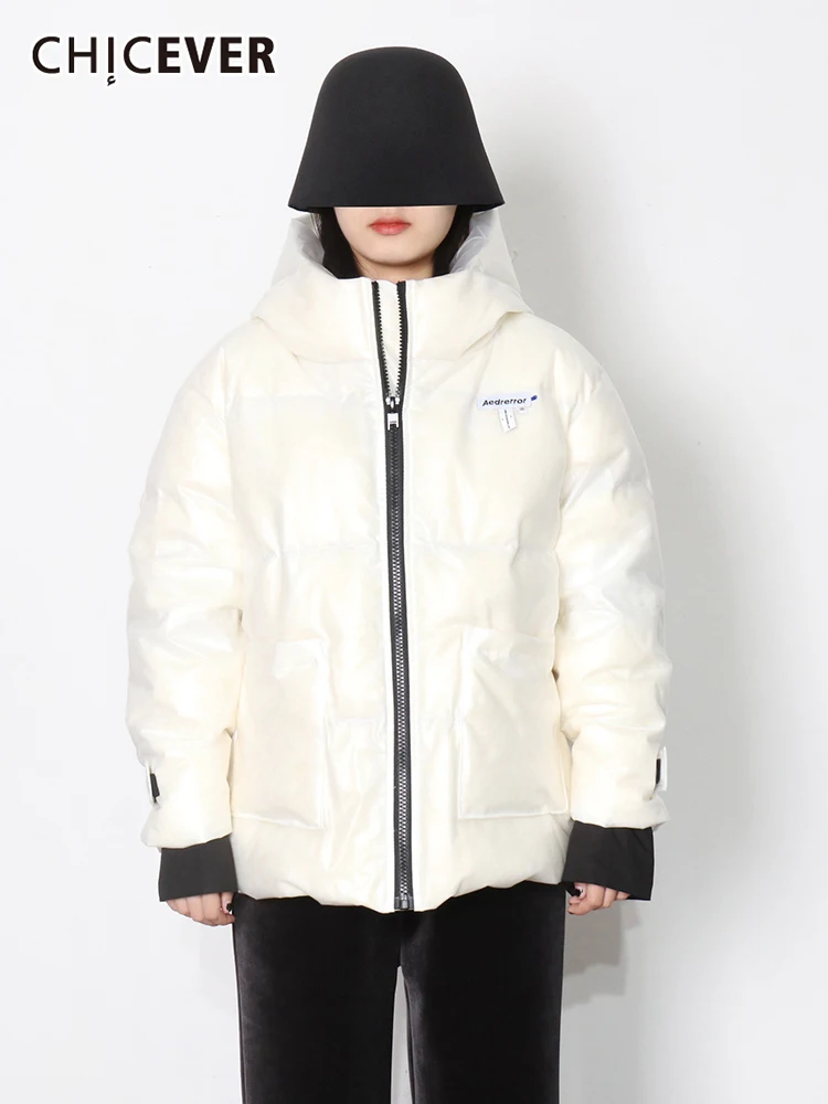 CHICEVER Korean Fashion White Cotton Coat For Women Hooded Collar Long Sleeve Solid Minimalist Winter Coats Female Clothing 2021
CHICEVER Korean Fashion White Cotton Coat For Women Hooded Collar Long Sleeve Solid Minimalist Winter Coats Female Clothing 2021