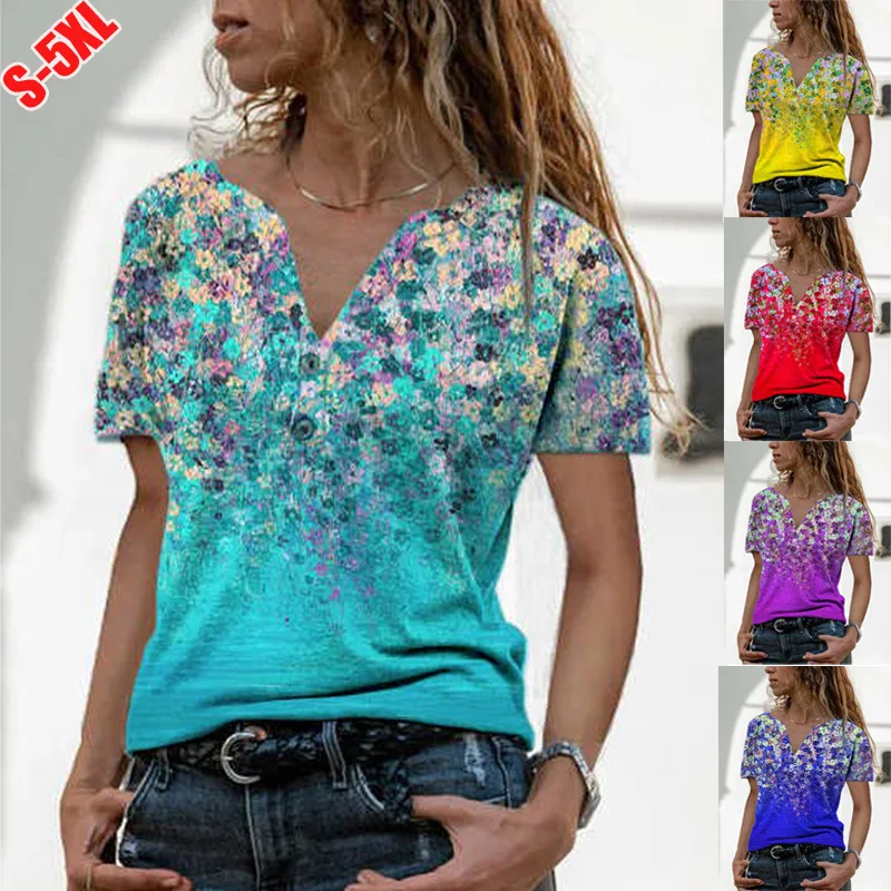 Summer New Printed T Shirt Women's V Neck Casual Loose Fashion Short-sleeved Top Plus Size Clothing
Summer New Printed T Shirt Women's V Neck Casual Loose Fashion Short-sleeved Top Plus Size Clothing