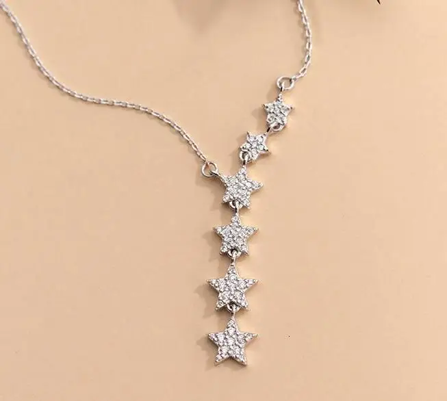 1pc 100% real Sterling Silver 925 Fine Jewelry white/gold cz set Stars Pendant "Y" Necklace GTLX1923
1pc 100% real Sterling Silver 925 Fine Jewelry white/gold cz set Stars Pendant "Y" Necklace GTLX1923
