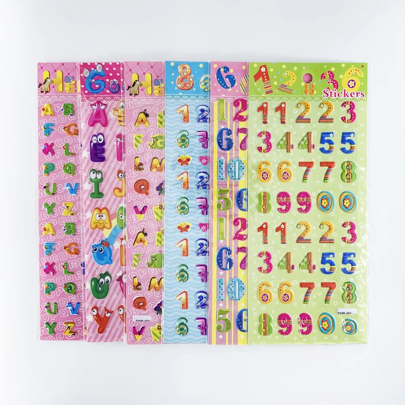Random 3 Sheets/Set Number Letter Stickers Kids Digital Alphabet Cognition Educational Sticker Toys
Random 3 Sheets/Set Number Letter Stickers Kids Digital Alphabet Cognition Educational Sticker Toys