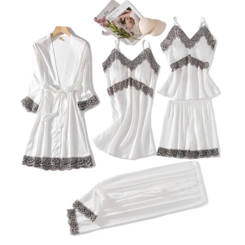 Summer Women Pajamas Sets V-Neck Lace Floral Bathrobe Bride Dressing Gown Nightgown Rayon Robe Suit Shorts Loose Home Wear
Summer Women Pajamas Sets V-Neck Lace Floral Bathrobe Bride Dressing Gown Nightgown Rayon Robe Suit Shorts Loose Home Wear