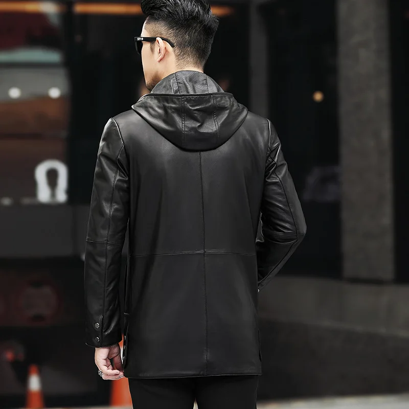 Genuine Autumn Brand Leather Long Jacket Mens Zip Hooded 100% Real Sheepskin Coat Winter Warm Down Jacket Male Casual Outerwear
Genuine Autumn Brand Leather Long Jacket Mens Zip Hooded 100% Real Sheepskin Coat Winter Warm Down Jacket Male Casual Outerwear