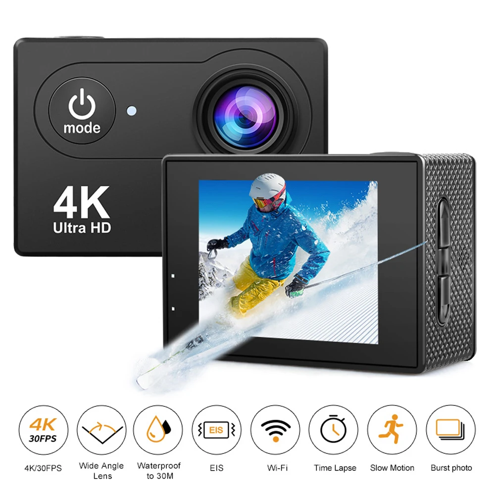 Action Camera Professional 4K 30fps Wifi Camera Waterproof Sports Camera With Remote Control Camcorder DV Recorder Photography
Action Camera Professional 4K 30fps Wifi Camera Waterproof Sports Camera With Remote Control Camcorder DV Recorder Photography