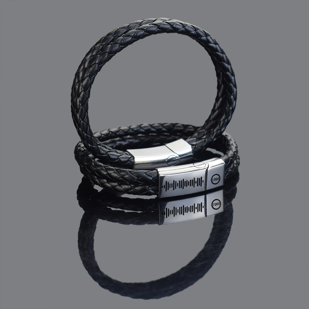 Customize Spotify Code Bracelet Laser Engraved Men Punk Genuine Leather Braided Bracelet Personalized Jewelry Accessories
Customize Spotify Code Bracelet Laser Engraved Men Punk Genuine Leather Braided Bracelet Personalized Jewelry Accessories