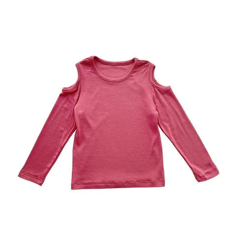 Футболка с длинным рукавом и открытыми плечами, топ, детская одежда, Новинка Весна 2021, для девочек, P5700 
Футболка с длинным рукавом и открытыми плечами, топ, детская одежда, Новинка Весна 2021, для девочек, P5700