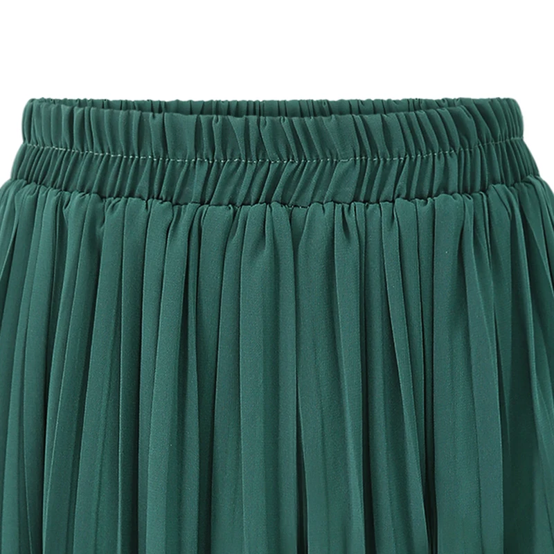 Женская шифоновая плиссированная юбка средней длины черная или серая длинная