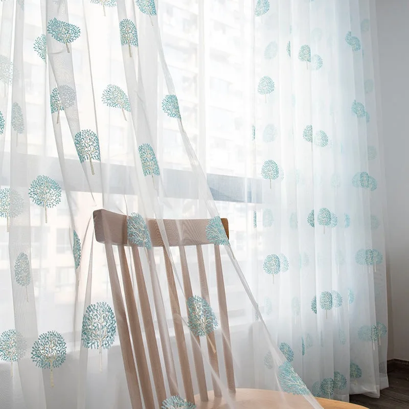 White Embroidered Sheer Curtains for Living Room Blue Tree Tulle Curtains for the Room Bedroom Window Treatment Blinds Drapes
White Embroidered Sheer Curtains for Living Room Blue Tree Tulle Curtains for the Room Bedroom Window Treatment Blinds Drapes