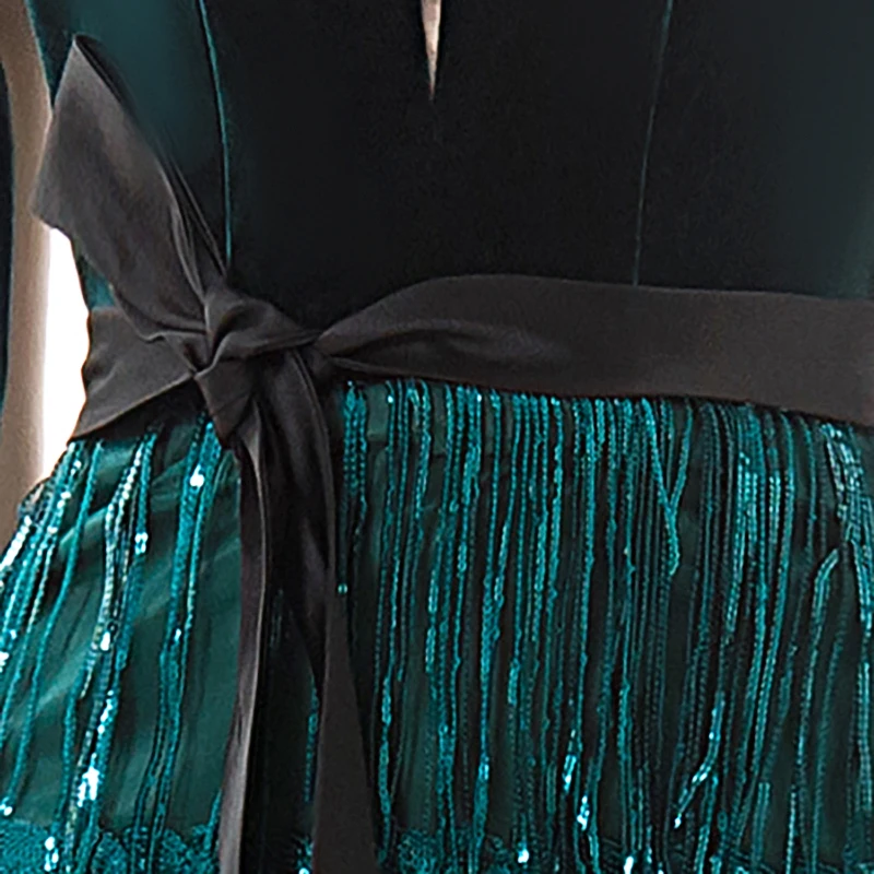 Dark Green Evening Dresses Zipper V-neck Sequins Tassel Sleeveless Mermaid Floor-length Plus size Women Formal Party Dress C008
Dark Green Evening Dresses Zipper V-neck Sequins Tassel Sleeveless Mermaid Floor-length Plus size Women Formal Party Dress C008
