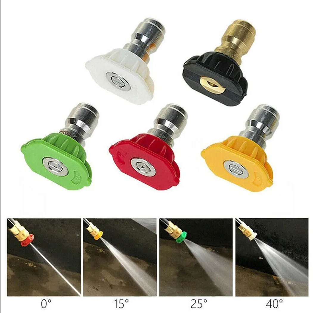 5pcs/Set 1/4" Quick Connector Car Washing Nozzles 0/15/25/40 Degree Metal High Pressure Washer Nozzle
5pcs/Set 1/4" Quick Connector Car Washing Nozzles 0/15/25/40 Degree Metal High Pressure Washer Nozzle