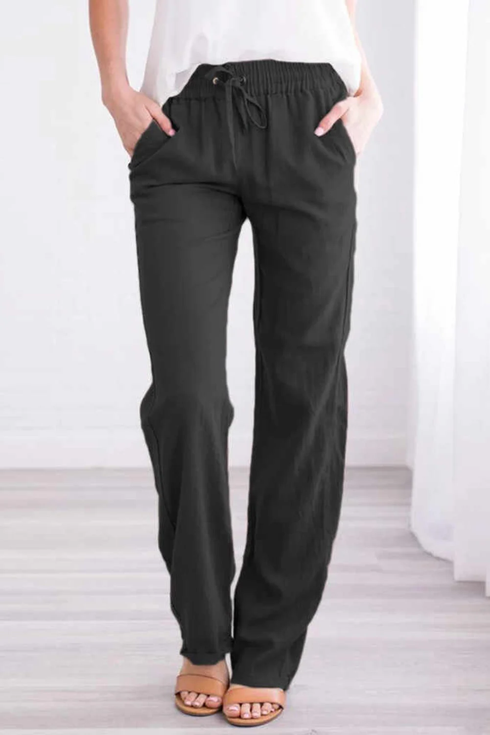 Blue/Black Solid Drawstring Elastic Waist Pockets Long Straight Legs Pants Women Summer Autumn Plus Size S-XL Casual Loose Pants
Blue/Black Solid Drawstring Elastic Waist Pockets Long Straight Legs Pants Women Summer Autumn Plus Size S-XL Casual Loose Pants