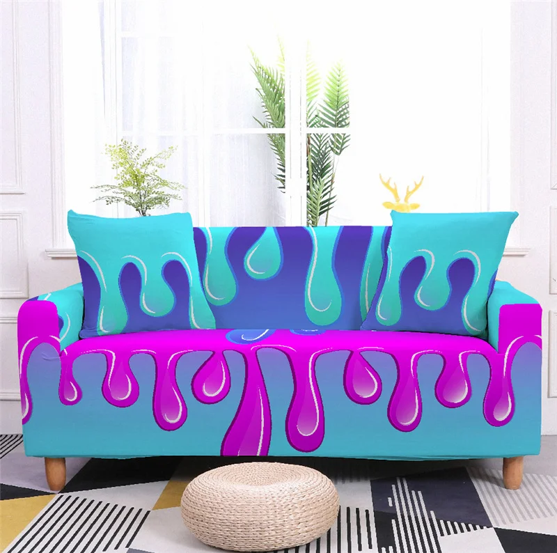 

Чехол для дивана, цветное эластичное покрытие 3D с художественным принтом, 1-4 места, для гостиной