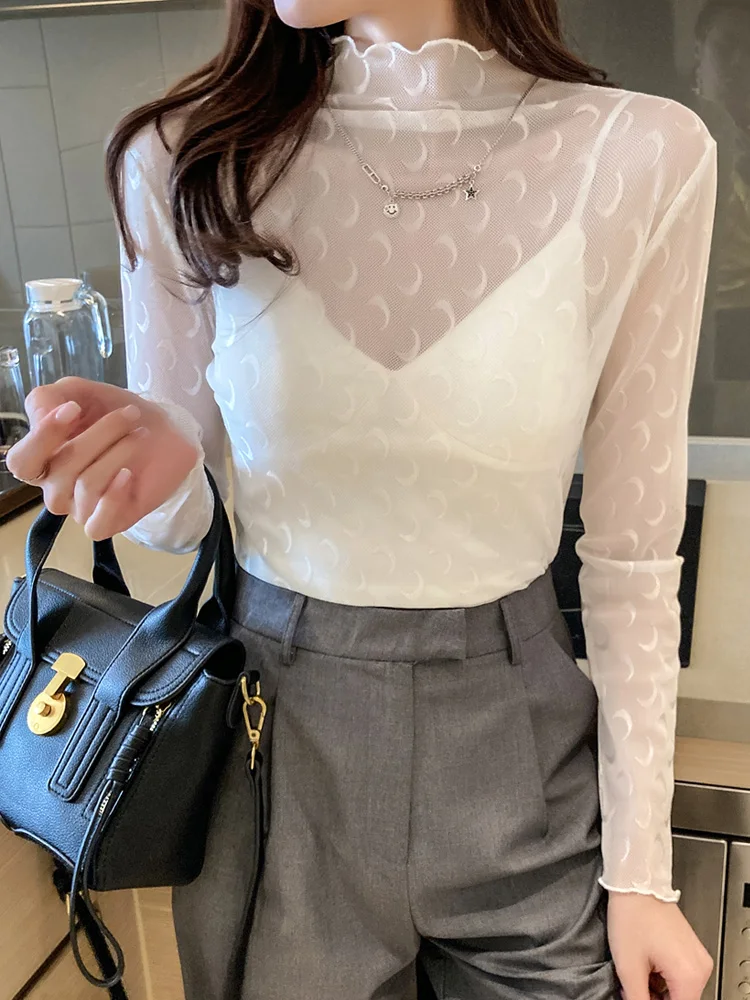 Summer Korean Fashion Mesh T-shirts for Women Vintage Lace Tops for Women Plus Size XXXL White Transparent Office Lady Shirts
Summer Korean Fashion Mesh T-shirts for Women Vintage Lace Tops for Women Plus Size XXXL White Transparent Office Lady Shirts
