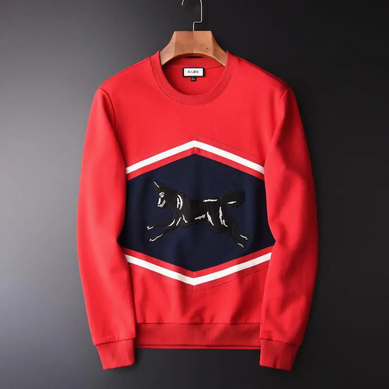 Spring and autumn new fashion mercerized cotton embroidered red round collar sweater men's slim fitting Pullover handsome jacket
Spring and autumn new fashion mercerized cotton embroidered red round collar sweater men's slim fitting Pullover handsome jacket
