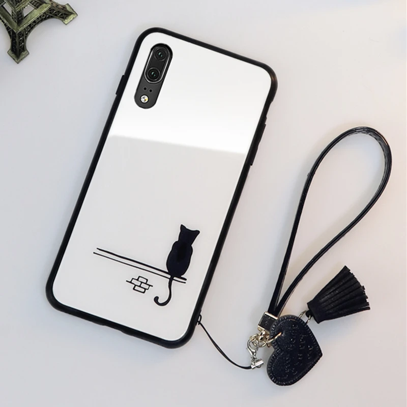 Чехол и ремешок для Huawei P20 Lite 2019 Nova 5 стеклянный жесткий чехол Y9 2018 модный простой с