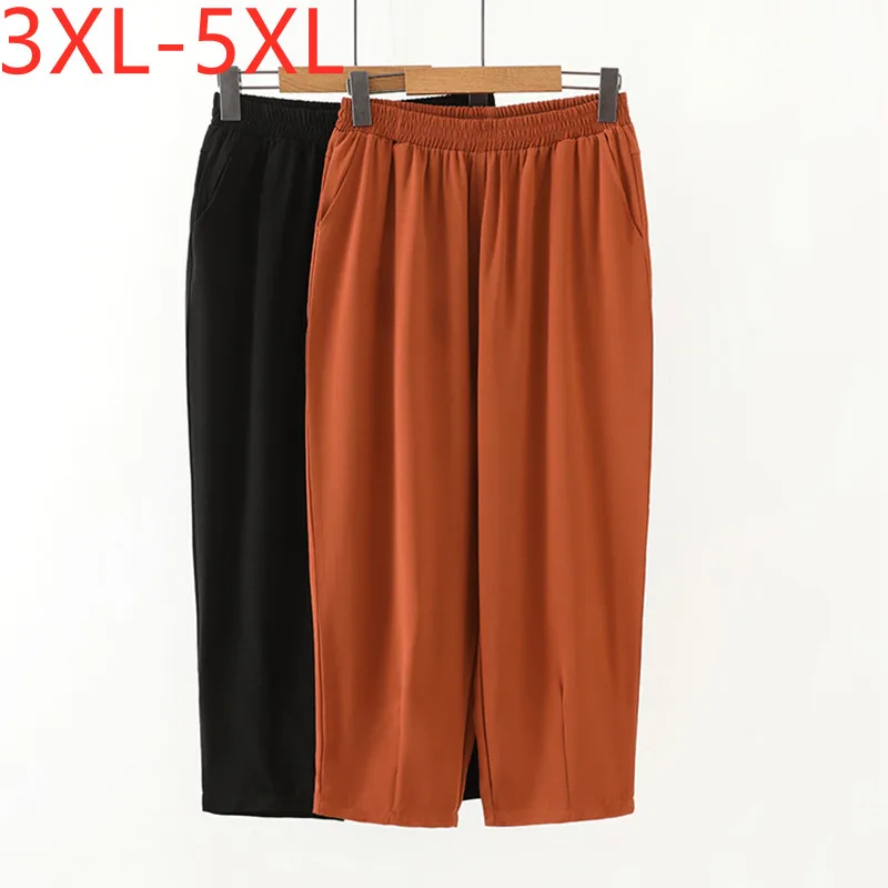 New 2021 Ladies Summer Plus Size Cropped Haren Pants For Women Loose Casual Orange Black Trousers 3XL 4XL 5XL
New 2021 Ladies Summer Plus Size Cropped Haren Pants For Women Loose Casual Orange Black Trousers 3XL 4XL 5XL