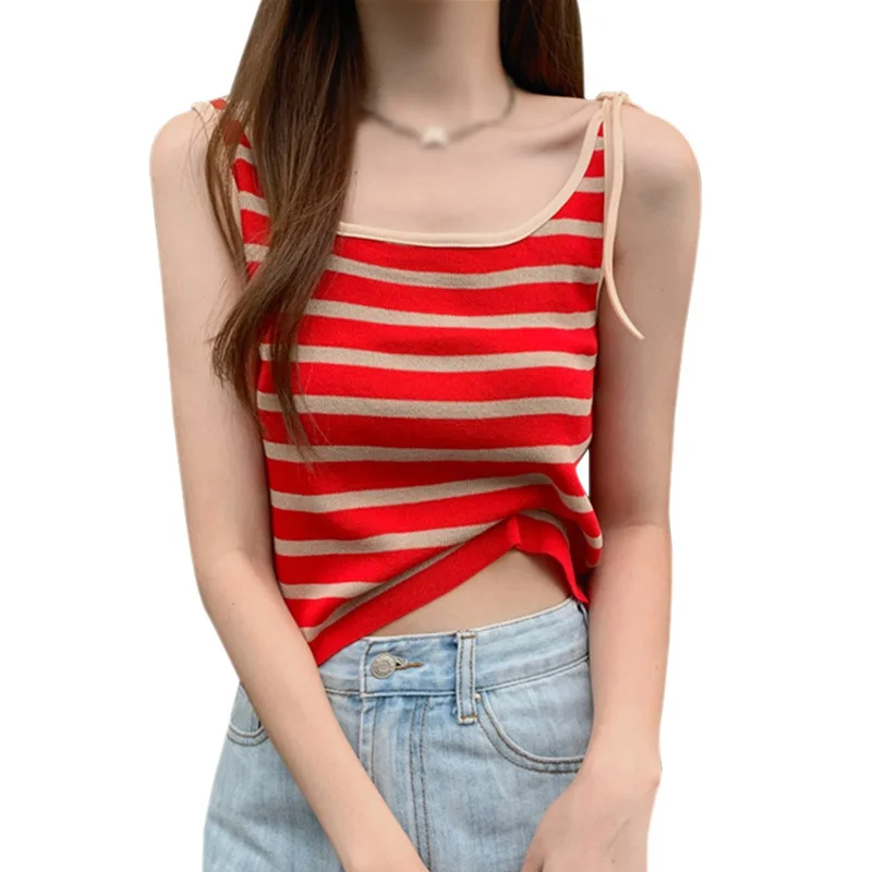 Korean Women's Striped Tanks Clothes Female Slim Casual Knitted Camisole Crop Top Summer T-Shirts
Korean Women's Striped Tanks Clothes Female Slim Casual Knitted Camisole Crop Top Summer T-Shirts