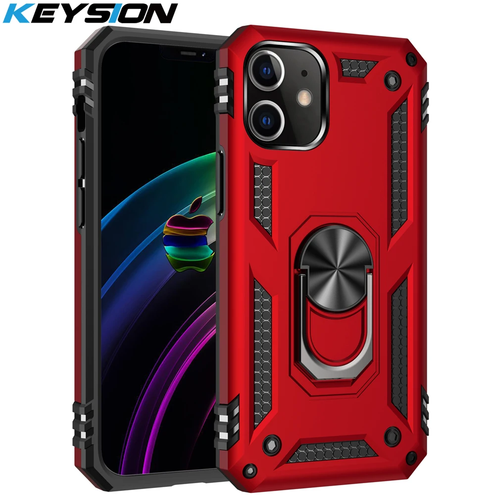 Ударопрочный чехол KEYSION для iPhone 12 Pro Max с кольцом и подставкой усиленная защита