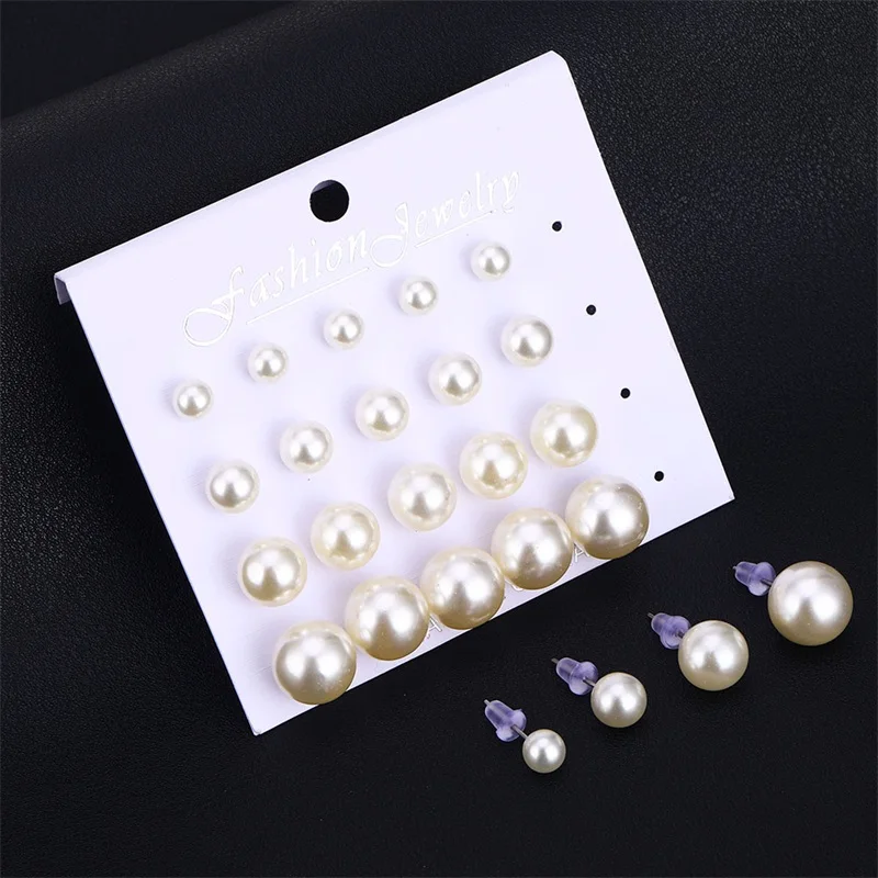 12 Pairs/set White Simulated Pearl Stud Earrings Set For Women Jewelry Accessories Piercing Ball Earrings Kit Bijouteria Brincos 
12 Pairs/set White Simulated Pearl Stud Earrings Set For Women Jewelry Accessories Piercing Ball Earrings Kit Bijouteria Brincos