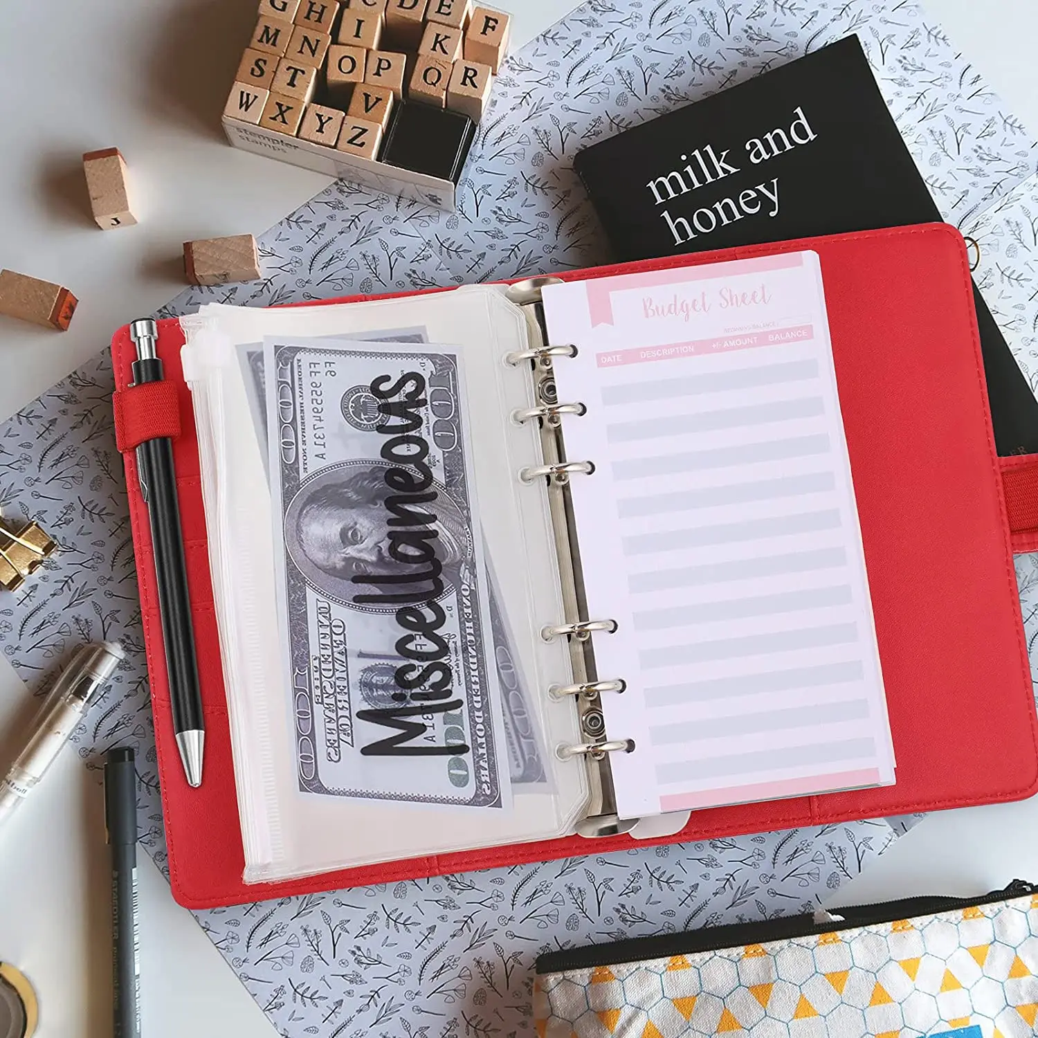A6 PU Leather 6 Ring Budget Binder Planner with 12 Clear Pockets 12 Expense Budget Sheets for Money Saving Cash Envelopes System
A6 PU Leather 6 Ring Budget Binder Planner with 12 Clear Pockets 12 Expense Budget Sheets for Money Saving Cash Envelopes System
