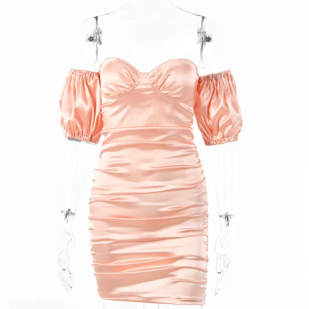 Dress Women 2021 Spring Summer New Strapless Short sleeve Sexy Backless Elegant Party Elastic Folds Satin Women's Dress Vestidos
Dress Women 2021 Spring Summer New Strapless Short sleeve Sexy Backless Elegant Party Elastic Folds Satin Women's Dress Vestidos