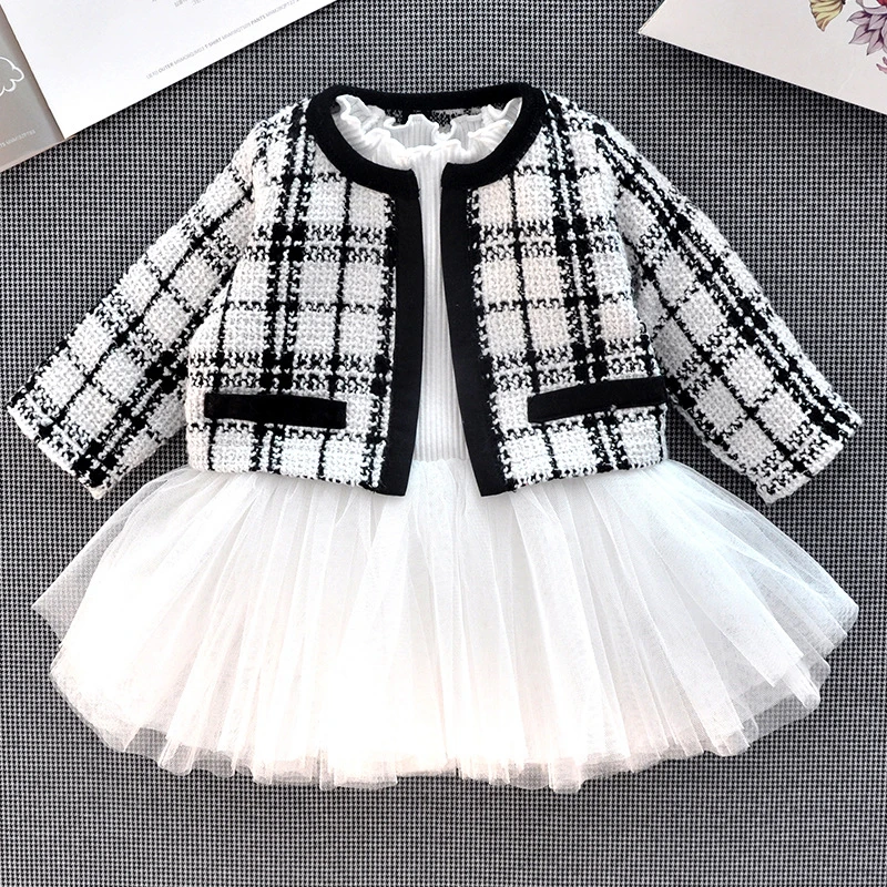 Spring Autumn Newborn Baby Girls Clothes Set Long Sleeve Plaid Coat Knitted Princess Dress Fashion Toddler Fall Clothing
Spring Autumn Newborn Baby Girls Clothes Set Long Sleeve Plaid Coat Knitted Princess Dress Fashion Toddler Fall Clothing